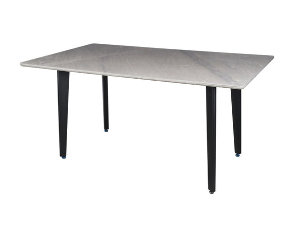 HomeRoots 63" Gray Stone and Metal Dining Table - Modern Centerpiece Seats 6, Durable Design for Dining Rooms 558161