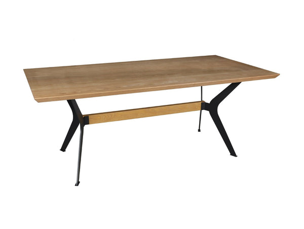 HomeRoots 79" Brown and Red Trestle Base Dining Table - Modern Industrial Design for 6, Perfect for Any Space! 558162