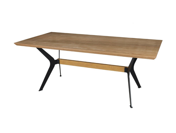 HomeRoots 79" Brown and Red Trestle Base Dining Table - Modern Industrial Design for 6, Perfect for Any Space! 558162