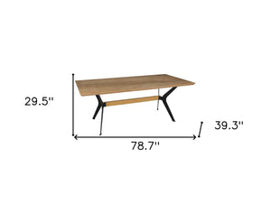 HomeRoots 79" Brown and Red Trestle Base Dining Table - Modern Industrial Design for 6, Perfect for Any Space! 558162