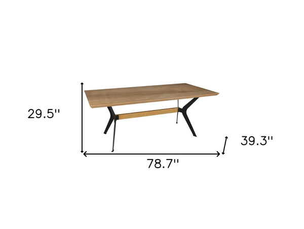 HomeRoots 79" Brown and Red Trestle Base Dining Table - Modern Industrial Design for 6, Perfect for Any Space! 558162