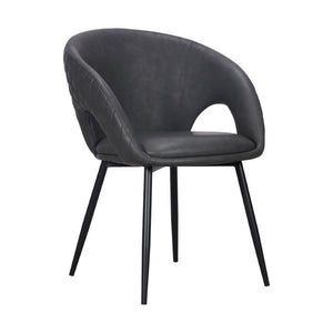 Set of Four Tufted Faux Leather Arm Chairs with Open Back Wood Frame for Dining