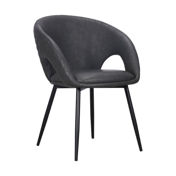 Set of Four Tufted Faux Leather Arm Chairs with Open Back Wood Frame for Dining