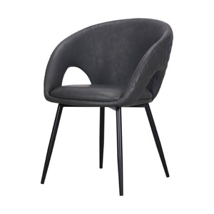 Set of Four Tufted Faux Leather Arm Chairs with Open Back Wood Frame for Dining