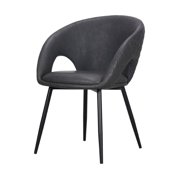 Set of Four Tufted Faux Leather Arm Chairs with Open Back Wood Frame for Dining