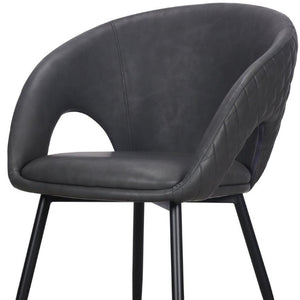 Set of Four Tufted Faux Leather Arm Chairs with Open Back Wood Frame for Dining
