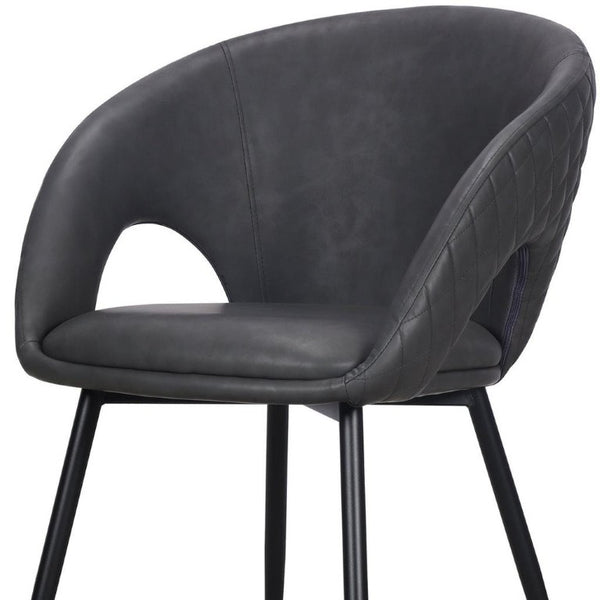 Set of Four Tufted Faux Leather Arm Chairs with Open Back Wood Frame for Dining