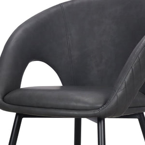 Set of Four Tufted Faux Leather Arm Chairs with Open Back Wood Frame for Dining