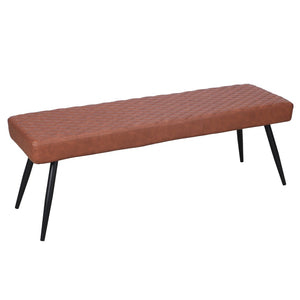 HomeRoots 54" Modern Brown Tufted Faux Leather Dining Bench with Sturdy Black Metal Frame - Versatile Seating 558170