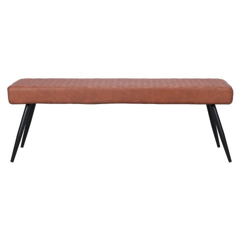 Homeroots 54" Stylish Brown & Black Faux Leather Dining Bench With Metal Frame - Ideal For Modern Spaces   558170