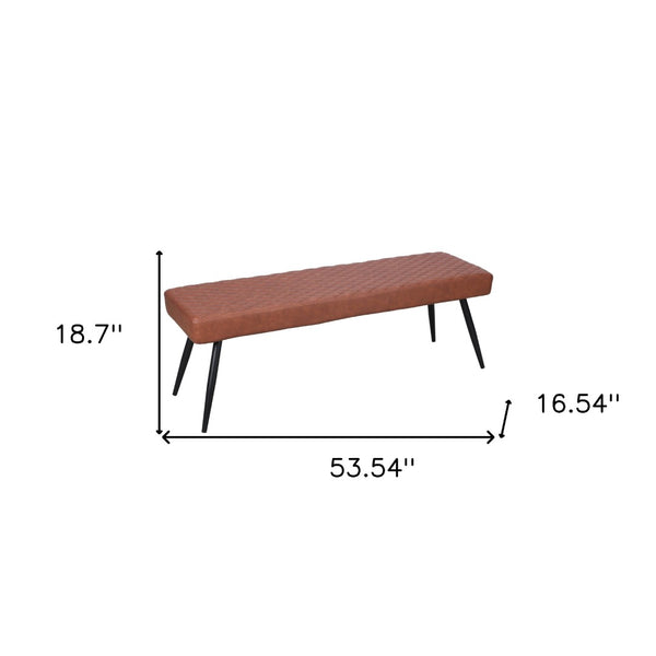 Homeroots 54" Stylish Brown & Black Faux Leather Dining Bench With Metal Frame - Ideal For Modern Spaces   558170