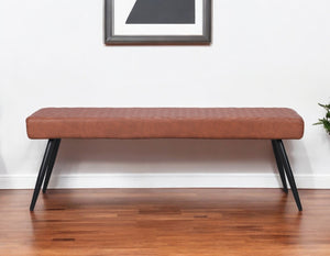 Homeroots 54" Stylish Brown & Black Faux Leather Dining Bench With Metal Frame - Ideal For Modern Spaces   558170