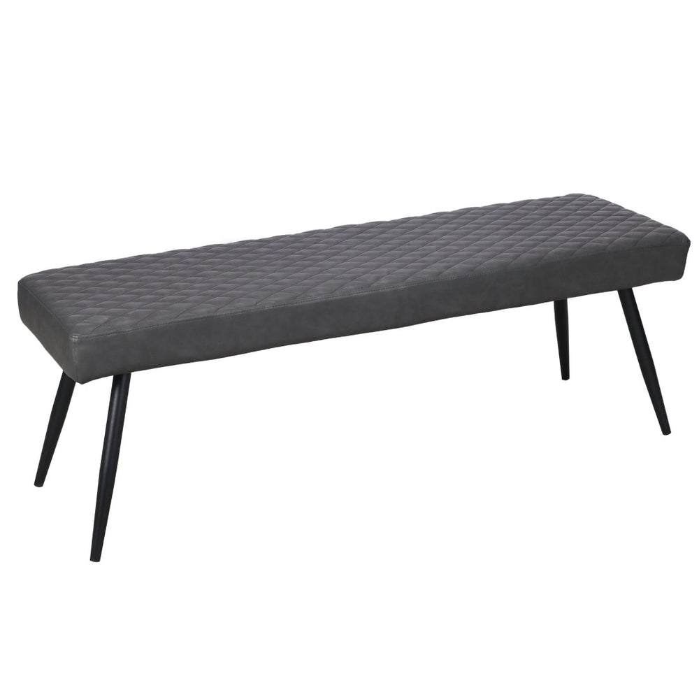 HomeRoots 54" Modern Dark Gray Faux Leather Upholstered Dining Bench with Sturdy Black Metal Base for Versatility 558171