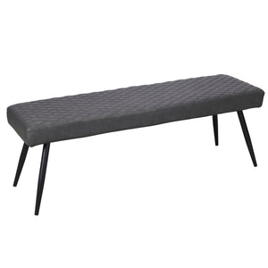 HomeRoots 54" Modern Dark Gray Faux Leather Upholstered Dining Bench with Sturdy Black Metal Base for Versatility 558171