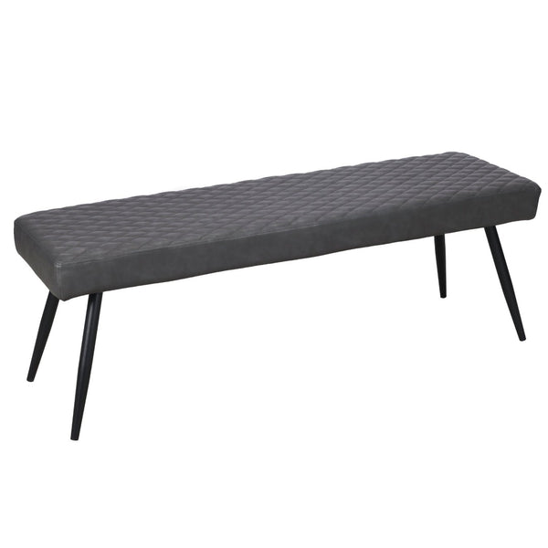 HomeRoots 54" Modern Dark Gray Faux Leather Upholstered Dining Bench with Sturdy Black Metal Base for Versatility 558171