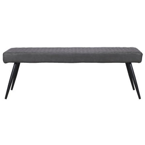 Homeroots 54" Dark Gray Tufted Faux Leather Dining Bench With Stylish Black Metal Base For Modern Spaces   558171