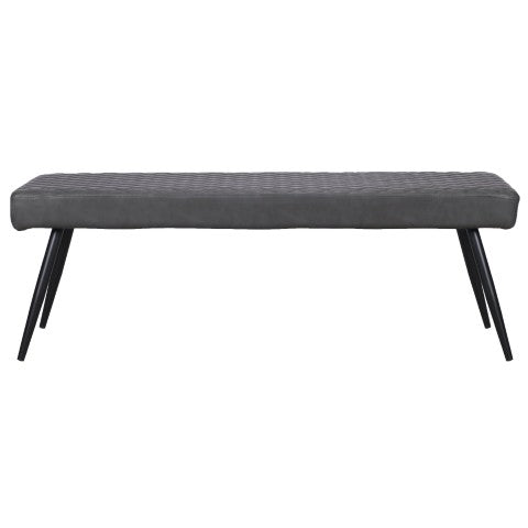 Homeroots 54" Dark Gray Tufted Faux Leather Dining Bench With Stylish Black Metal Base For Modern Spaces   558171