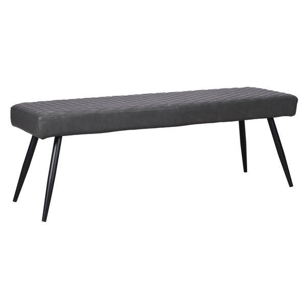 Homeroots 54" Dark Gray Tufted Faux Leather Dining Bench With Stylish Black Metal Base For Modern Spaces   558171