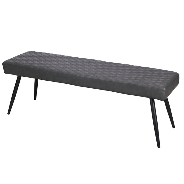 Homeroots 54" Dark Gray Tufted Faux Leather Dining Bench With Stylish Black Metal Base For Modern Spaces   558171