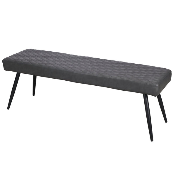 Homeroots 54" Dark Gray Tufted Faux Leather Dining Bench With Stylish Black Metal Base For Modern Spaces   558171