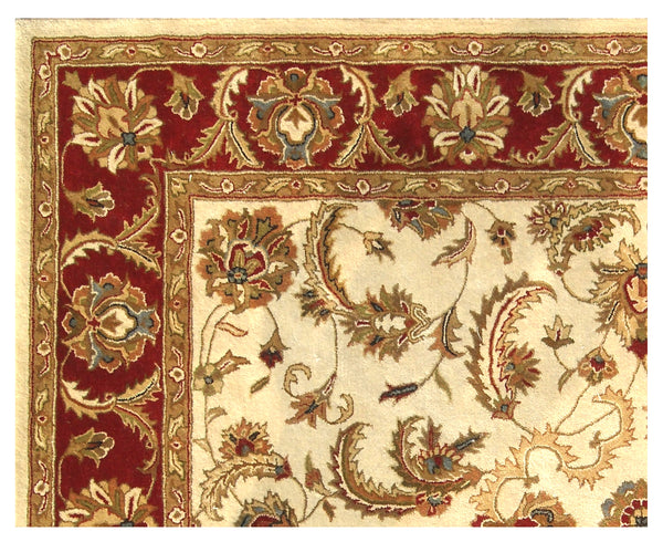 Homeroots 8' X 11' Ivory And Red Oriental Hand Tufted Non Skid Area Rug  Wool Blend 558172
