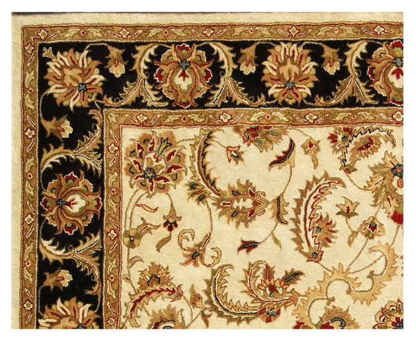 Homeroots 5' X 8' Ivory And Black Oriental Hand Tufted Non Skid Area Rug  Wool 558173