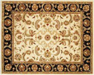 Homeroots 5' X 8' Ivory And Black Oriental Hand Tufted Non Skid Area Rug  Wool 558173