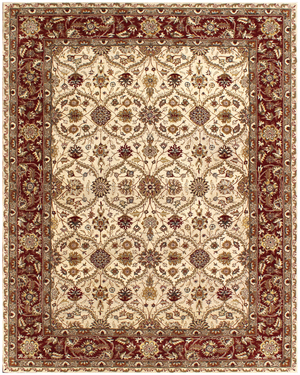 Homeroots 5' X 8' Ivory And Red Oriental Hand Tufted Non Skid Area Rug  Wool 558174