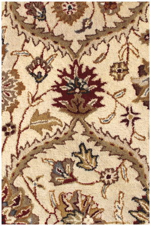 Homeroots 5' X 8' Ivory And Red Oriental Hand Tufted Non Skid Area Rug  Wool 558174