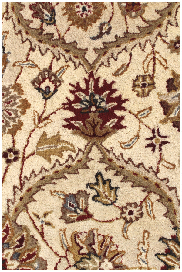 Homeroots 5' X 8' Ivory And Red Oriental Hand Tufted Non Skid Area Rug  Wool 558174