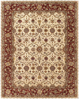 Homeroots 5' X 8' Ivory And Red Oriental Hand Tufted Non Skid Area Rug  Wool 558174