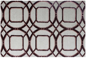 HomeRoots 5' X 8' Contemporary Abstract Geometric Hand-Tufted Area Rug for Stylish Family Spaces & Durability Silver 558177