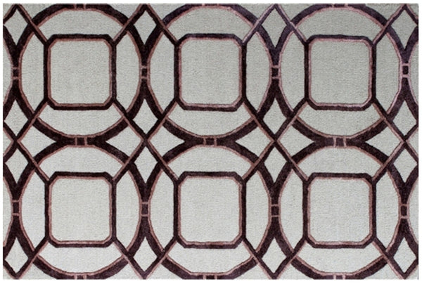 HomeRoots 5' X 8' Contemporary Abstract Geometric Hand-Tufted Area Rug for Stylish Family Spaces & Durability Silver 558177