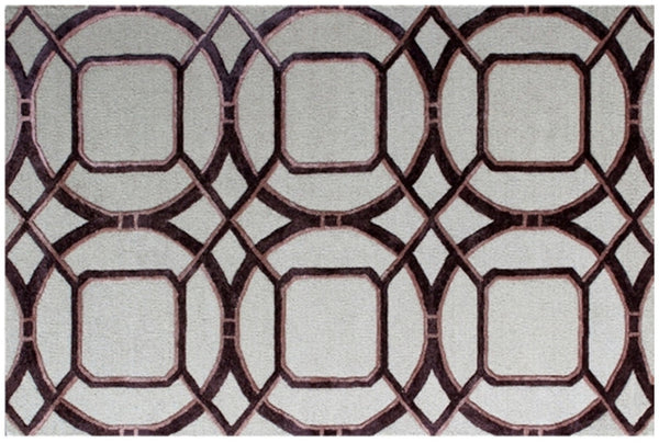 HomeRoots 5' X 8' Contemporary Abstract Geometric Hand-Tufted Area Rug for Stylish Family Spaces & Durability Silver 558177