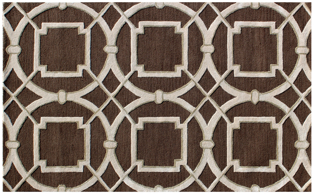 Homeroots 5' X 8' Brown And Ivory Abstract Geometric Hand Tufted Non Skid Area Rug  Wool 558178