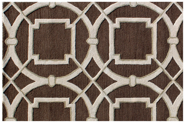 Homeroots 5' X 8' Brown And Ivory Abstract Geometric Hand Tufted Non Skid Area Rug  Wool 558178