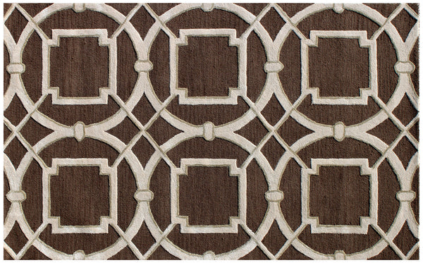 Homeroots 5' X 8' Brown And Ivory Abstract Geometric Hand Tufted Non Skid Area Rug  Wool 558178