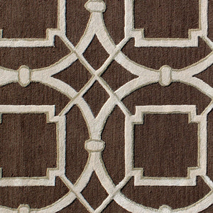 Homeroots 5' X 8' Brown And Ivory Abstract Geometric Hand Tufted Non Skid Area Rug  Wool 558178
