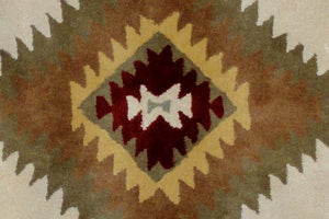 Homeroots 5' X 8' Ivory And Black Southwestern Hand Tufted Non Skid Area Rug  Wool 558179