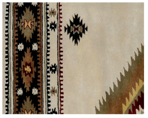 Homeroots 5' X 8' Ivory And Black Southwestern Hand Tufted Non Skid Area Rug  Wool 558179