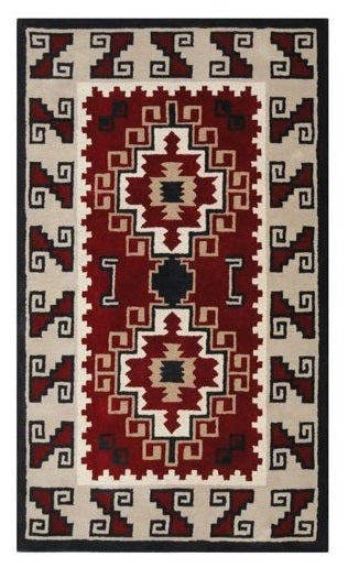 Homeroots 5' X 8' Red And Beige Southwestern Hand Tufted Non Skid Area Rug  Wool 558180