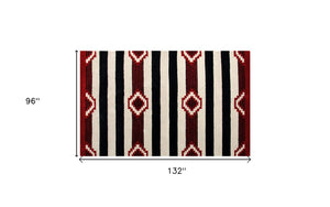 Homeroots 8' X 11' Ivory And Black Southwestern Hand Tufted Non Skid Area Rug  Wool 558181