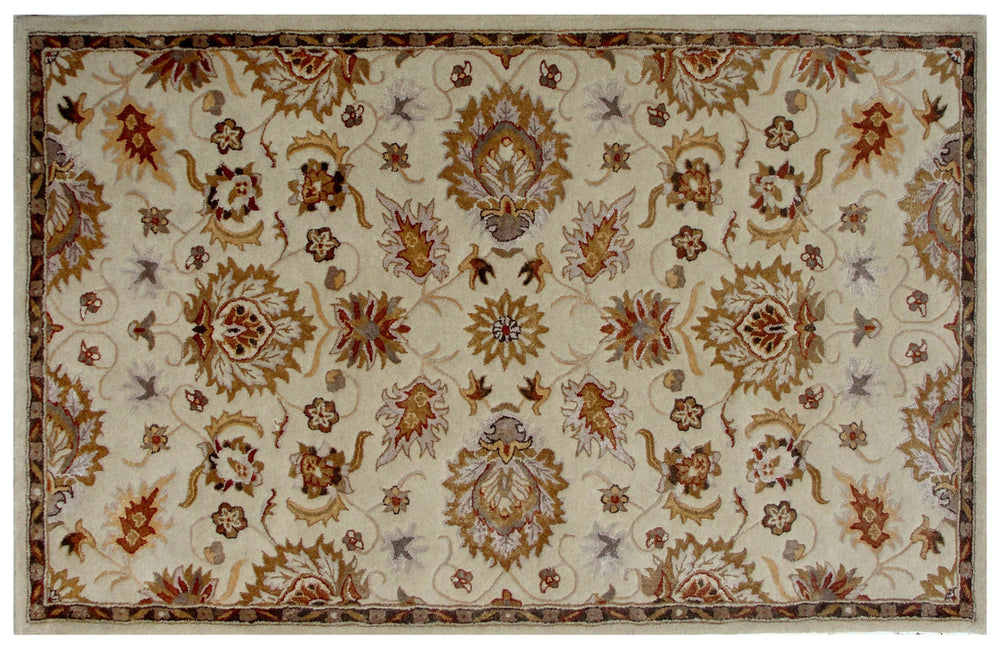 Homeroots 5' X 8' Cream Oriental Hand Tufted Non Skid Area Rug  Wool Blend 558182