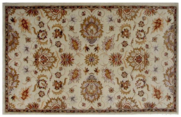 Homeroots 5' X 8' Cream Oriental Hand Tufted Non Skid Area Rug  Wool Blend 558182