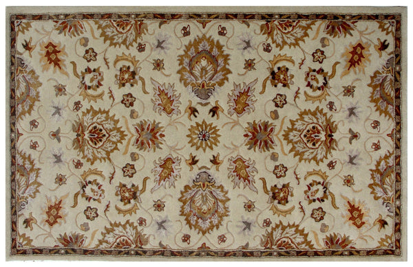 Homeroots 5' X 8' Cream Oriental Hand Tufted Non Skid Area Rug  Wool Blend 558182