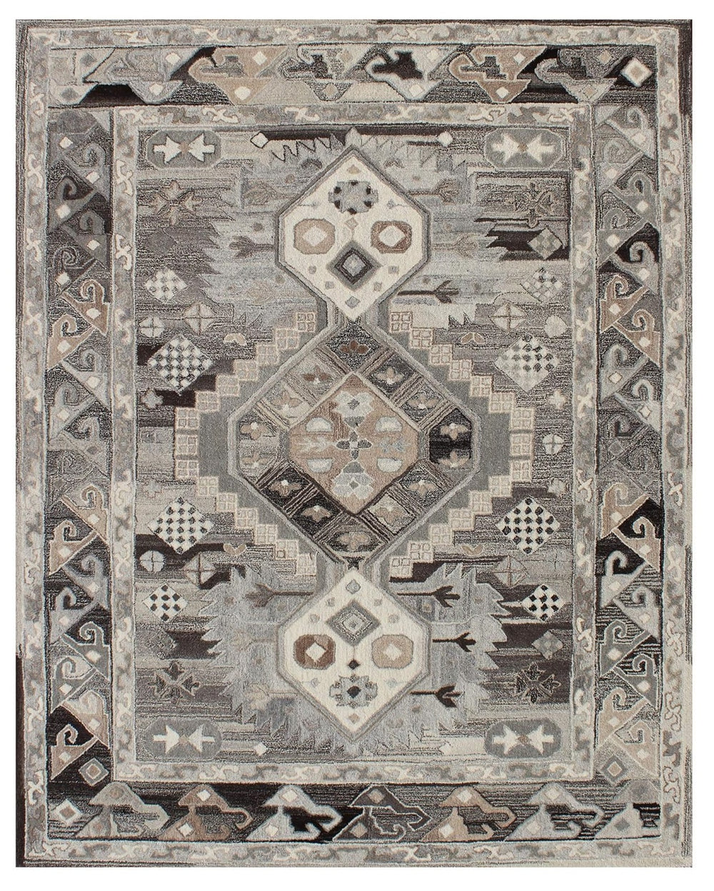 Homeroots 5' X 8' Natural Southwestern Hand Tufted Non Skid Area Rug  Wool 558183