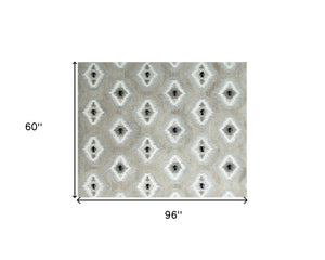 Homeroots 5' X 8' Natural Wool Southwestern Hand Tufted Non Skid Area Rug  Wool 558184