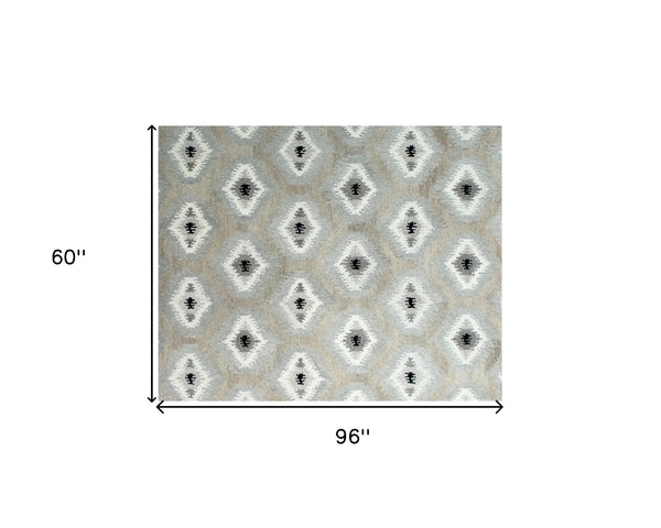 Homeroots 5' X 8' Natural Wool Southwestern Hand Tufted Non Skid Area Rug  Wool 558184