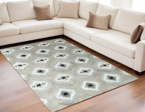 Homeroots 5' X 8' Natural Wool Southwestern Hand Tufted Non Skid Area Rug  Wool 558184