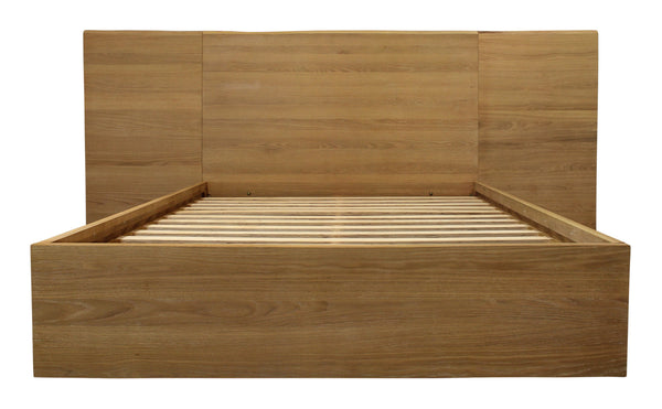 Homeroots Natural Wood Queen Bed Frame  Oak Wood Veneers,Mdf Wood 558193